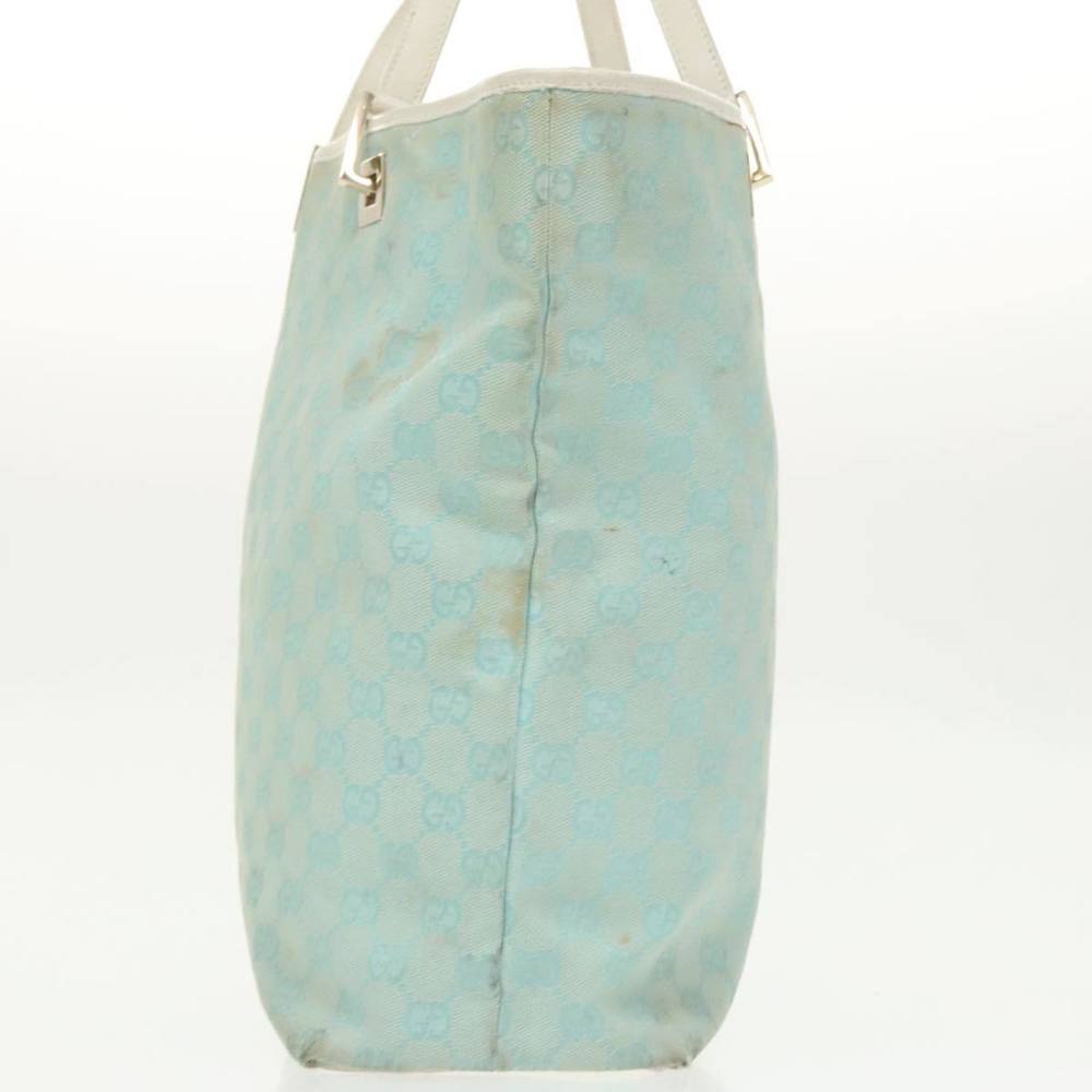 GUCCI GG Canvas Tote Bag Light Blue Gold 002 1098 Auth 99662 - Picture 5 of 16
